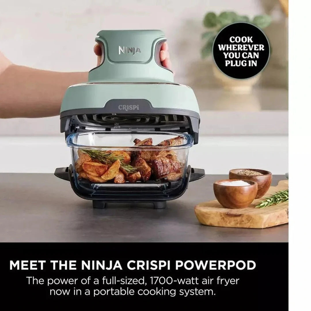 Ninja Crispi™ 4-in-1 Portable Glass Air Fryer Cooking System - Sage | FN101UKSG Ninja Grill Ben Sweeney Electrical Euronics