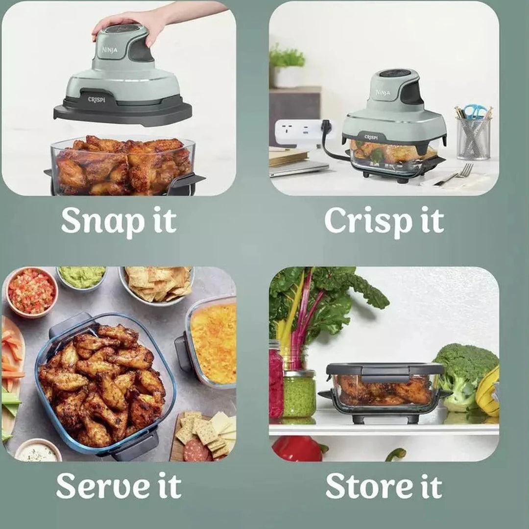 Ninja Crispi™ 4-in-1 Portable Glass Air Fryer Cooking System - Sage | FN101UKSG Ninja Grill Ben Sweeney Electrical Euronics