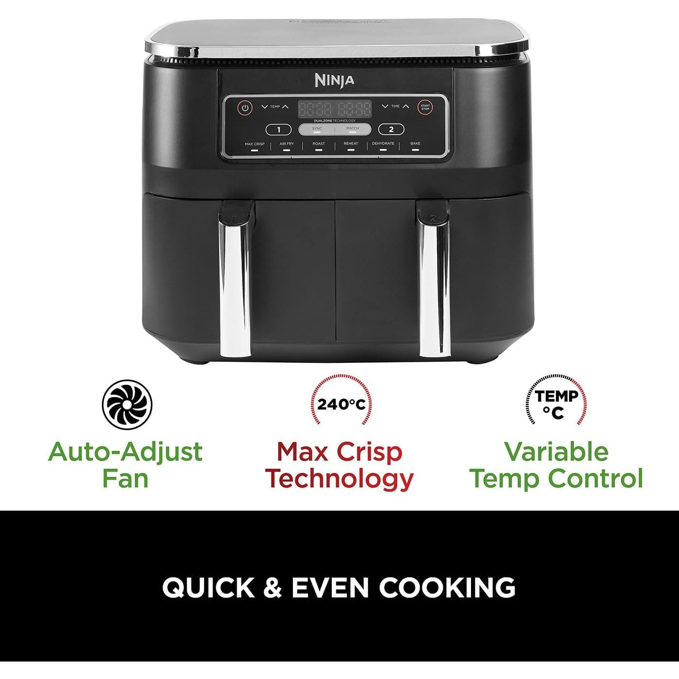 Ninja Foodi Dual Zone Air Fryer 7.6 L | AF300UK Ninja Air Fryer Ben Sweeney Electrical Ben Sweeney