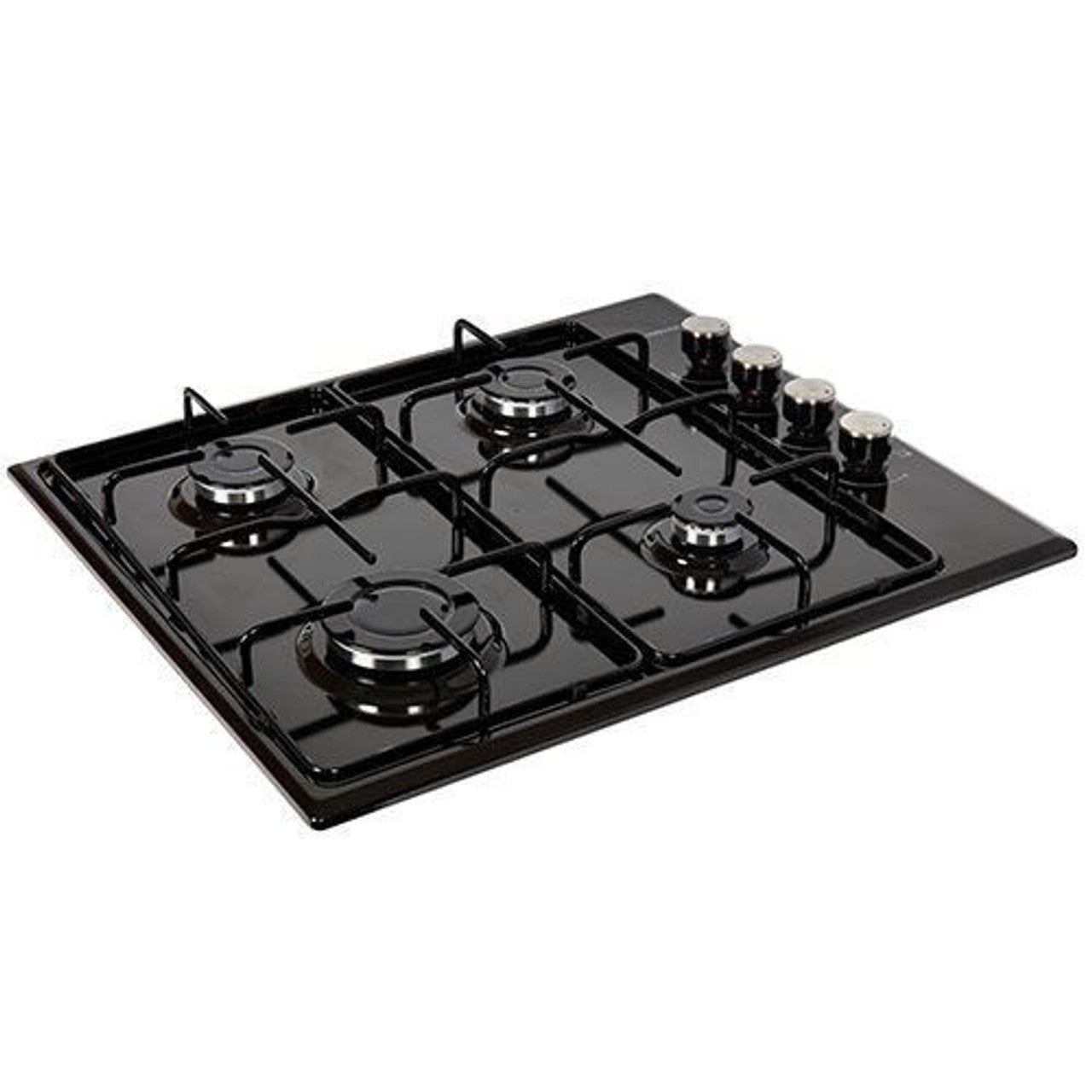 NordMende 60cm 4 x Burner Gas Hob Enamel Pan Supports Black