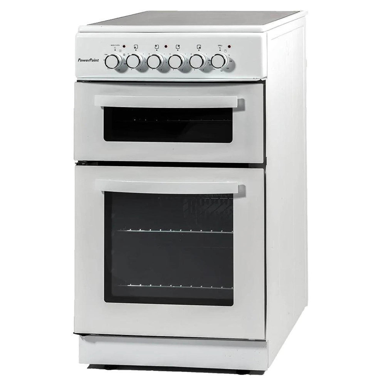 PowerPoint 50 cm Double-Cavity Cooker with Ceramic Hob – White