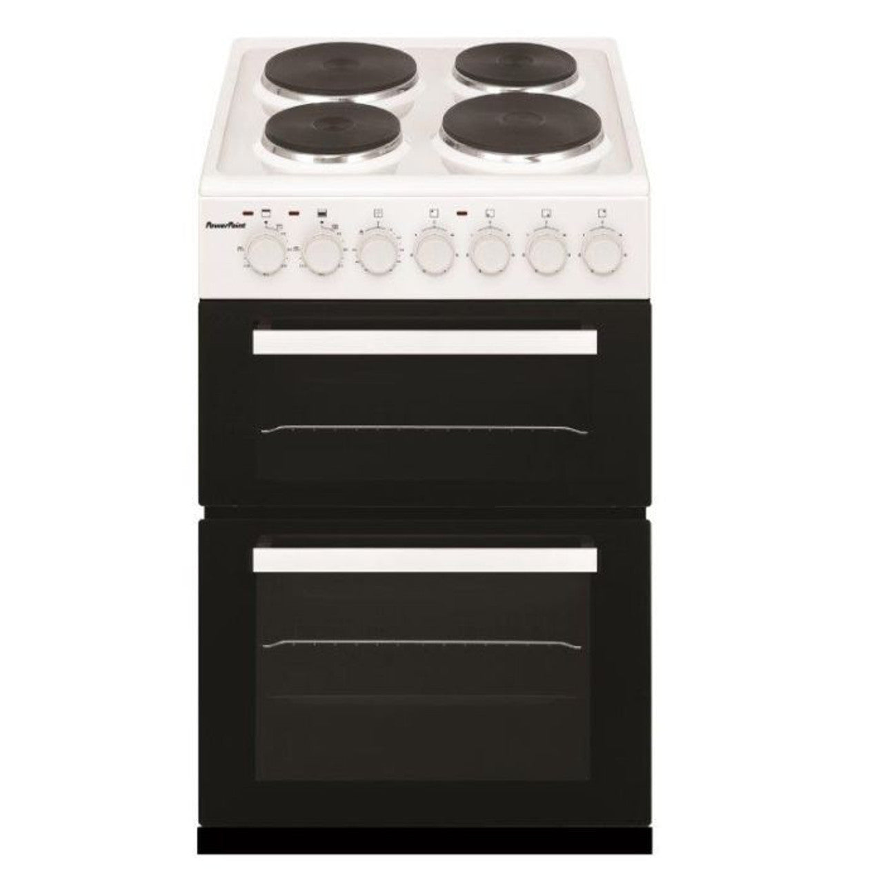 PowerPoint 50 cm Double-Cavity Cooker with Solid Plate Hob  – White