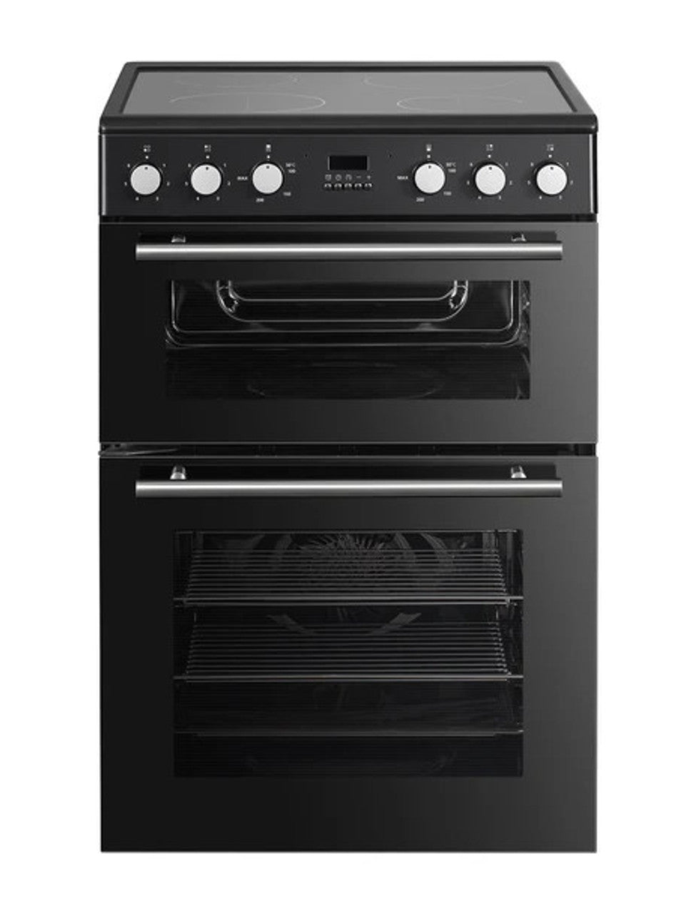PowerPoint 60 cm Freestanding Double-Cavity Electric Cooker – Black, Ceramic Hob