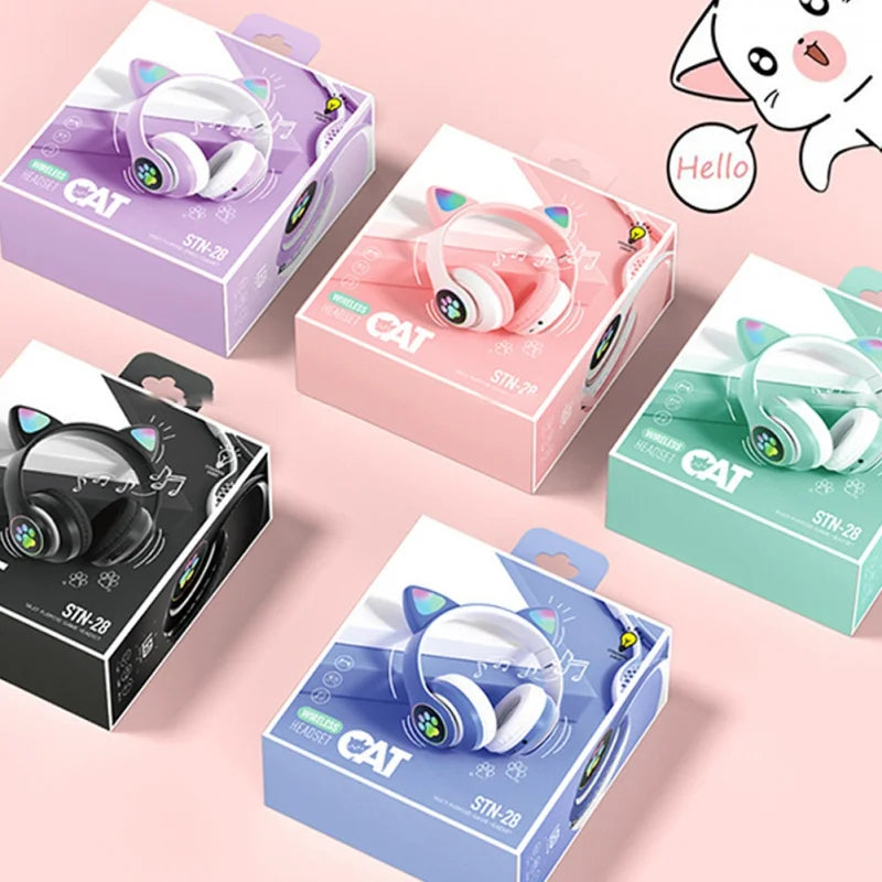 STN-28 Colourful Cat Ear Luminous Wireless Bluetooth Headset