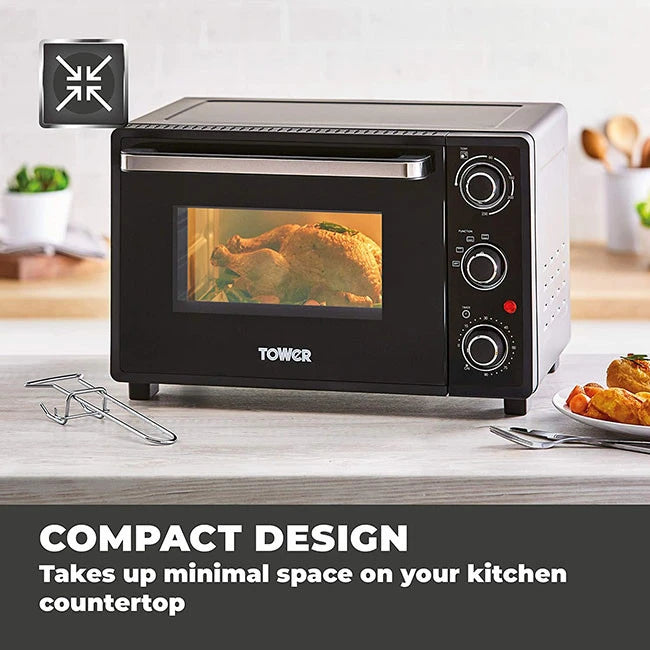 Tower T14043 23L Mini Oven Black with Silver Accents