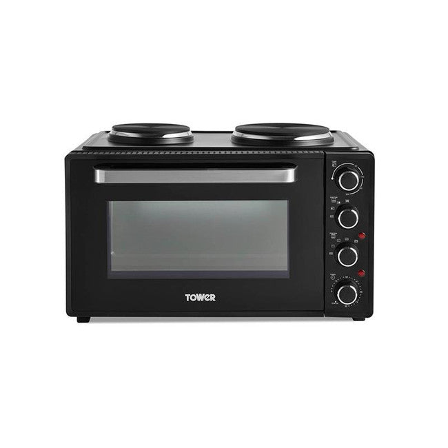Tower T14045 42L Mini Oven with Hot Plates Black with Silver Accents