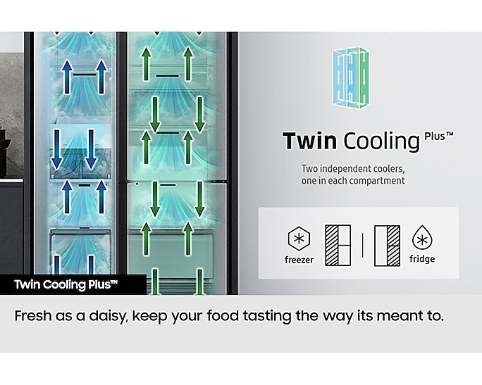 Samsung American Style Side-by-Side Fridge Freezer – SpaceMax 652 L – Stainless Steel
