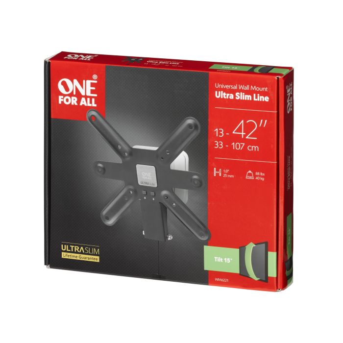 One For All Ultra Slim TV Wall Mount – 13"-43", Tilt, Max 40kg