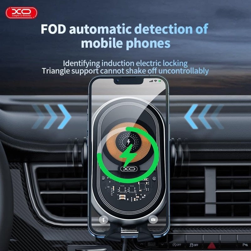 XO Car Holder With Wireless Charger Black 15W | XO-WX038