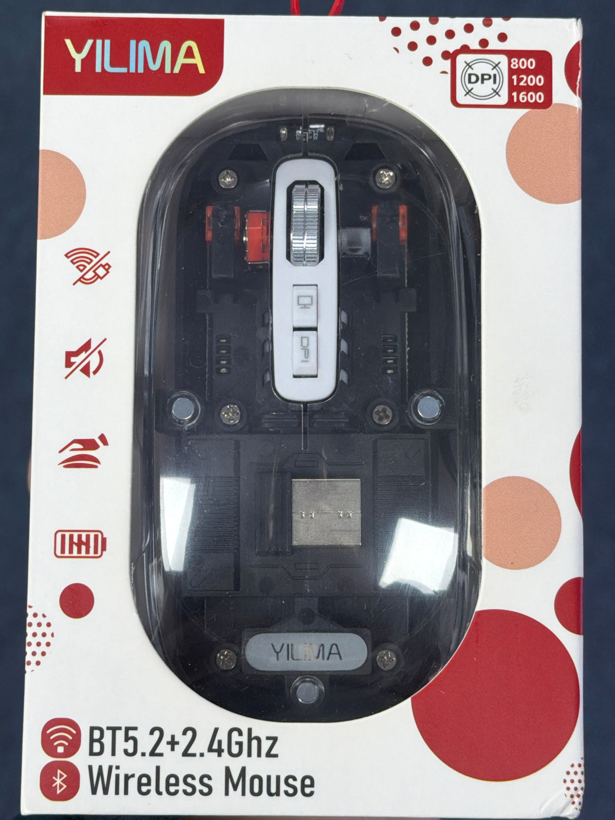 YILIMA Transparent Rechargeable Bluetooth Wireless Mouse | RF2143