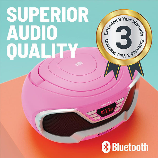 Majority Oakcastle CD200 Portable Bluetooth CD Player - Pink