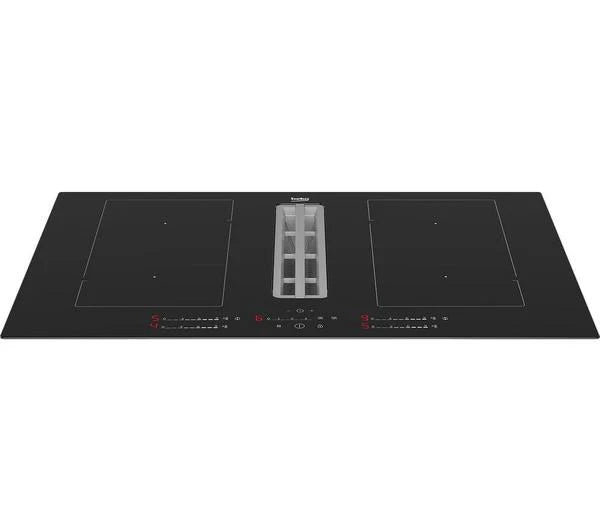 Beko 80cm Induction Hob with Integrated Vented Extractor | Black