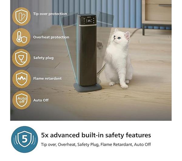Philips 5000 Series Smart Tower Ceramic Heater - Dark grey