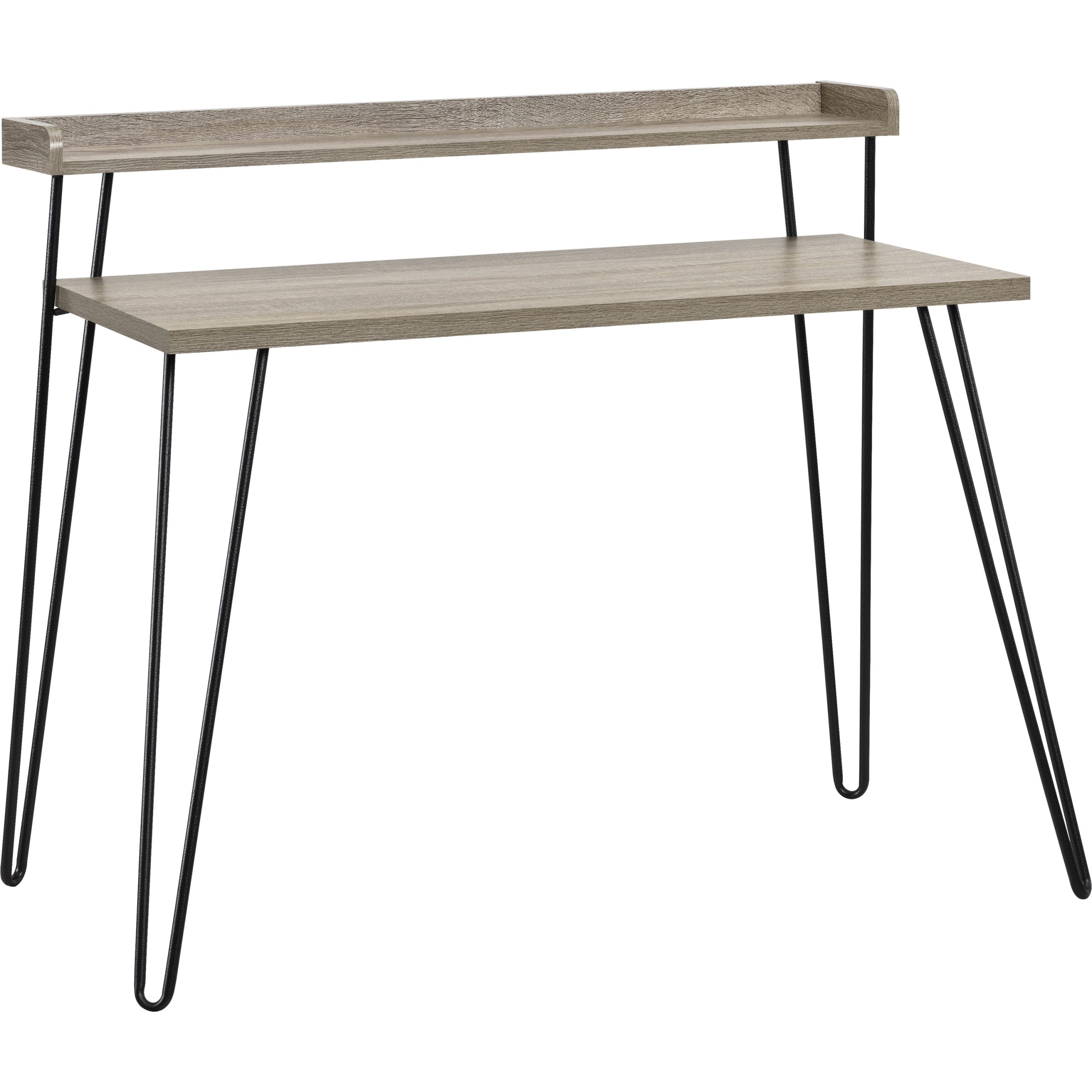 Dorel Home Office Haven Retro Desk With Riser – Distressed Grey