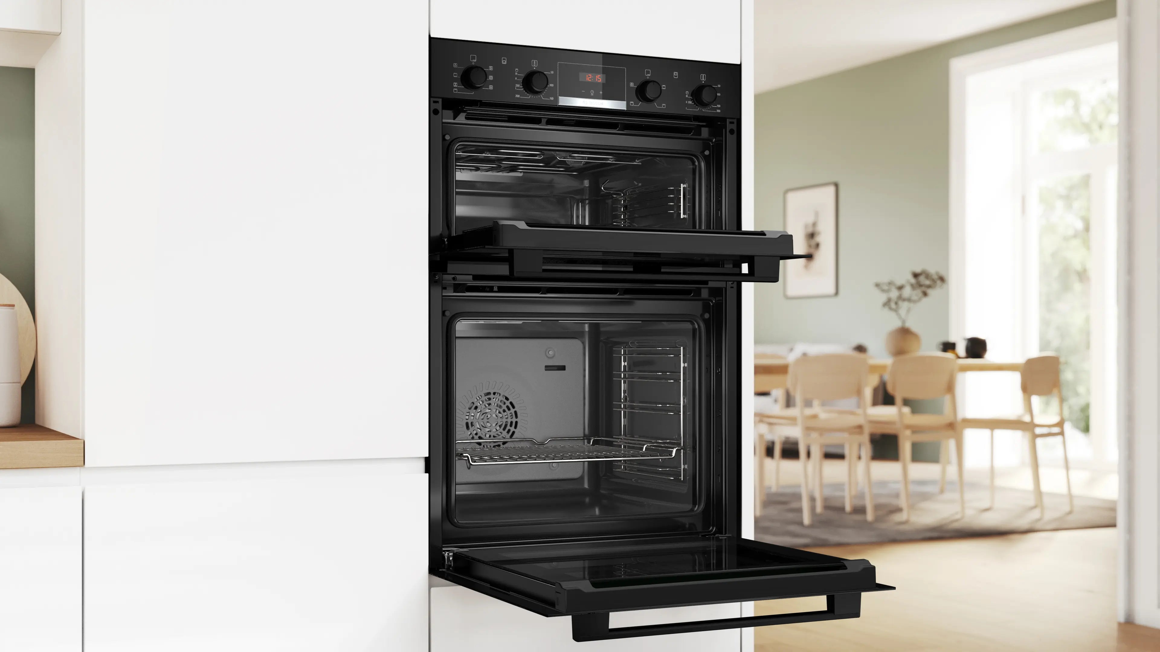 BOSCH SERIES 4 34/71LITRE BUILT IN DOUBLE OVEN - BLACK