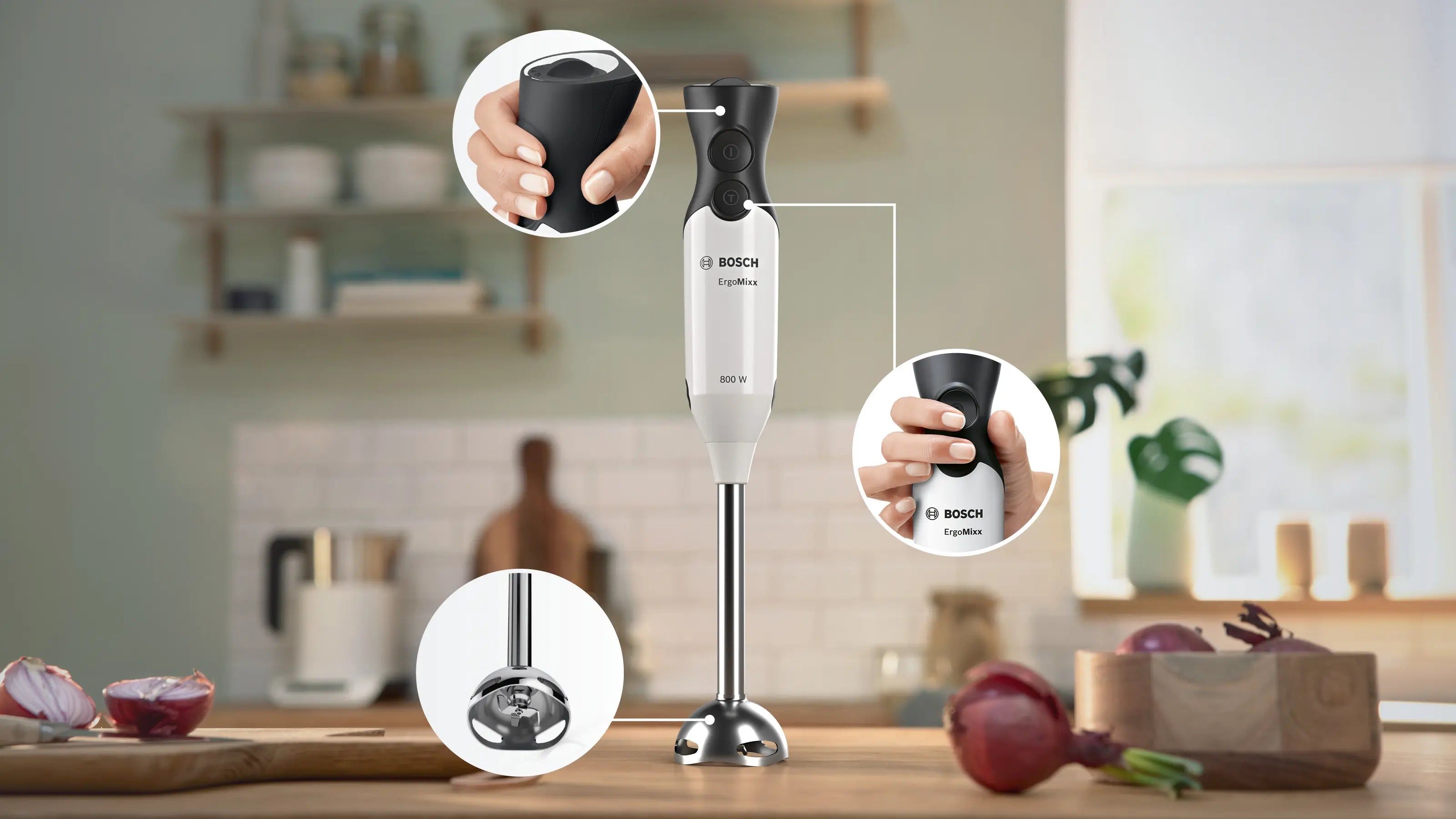 Hand blender ErgoMixx 800 W White, Anthracite
