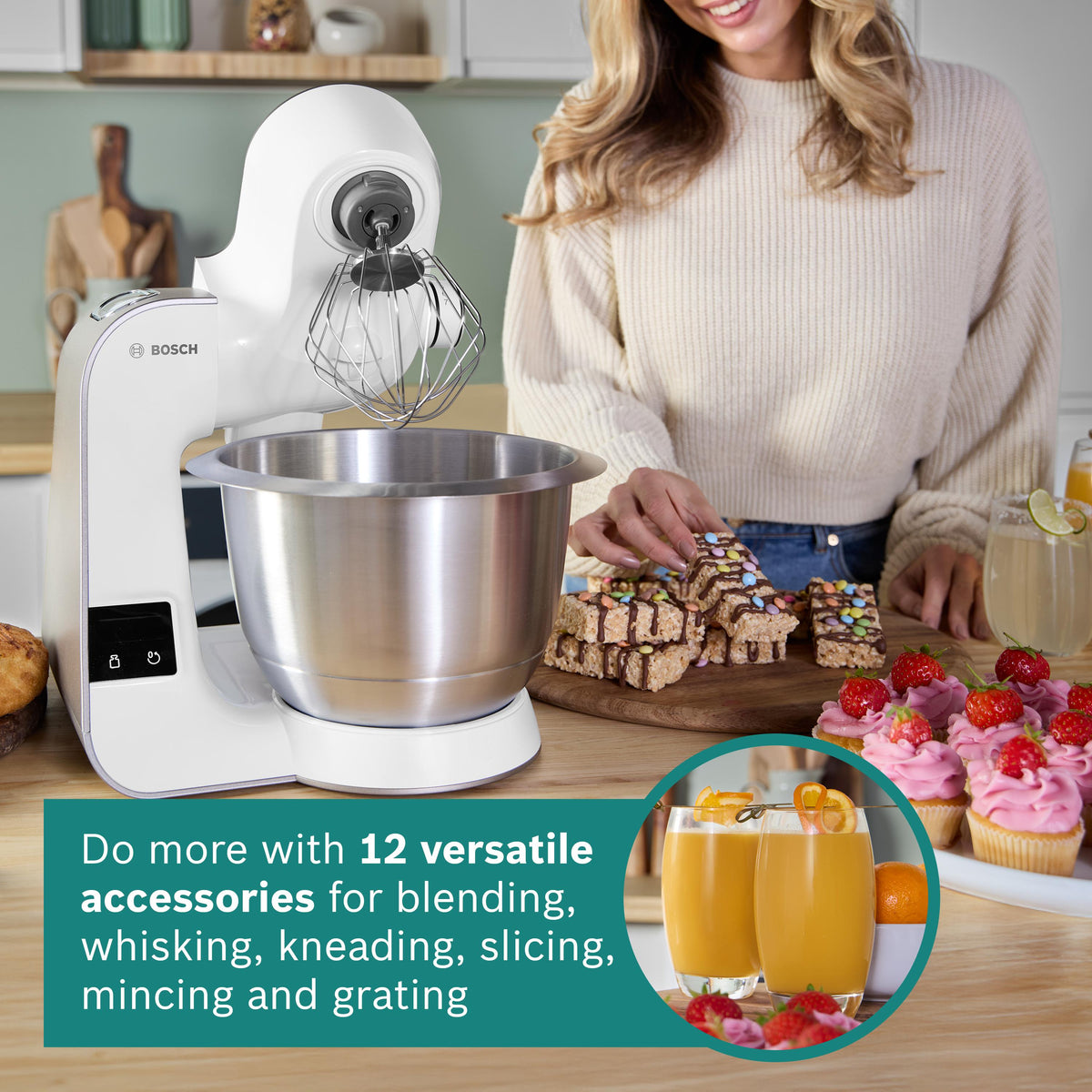 Bosch Series 4 MUM5 Stand Mixer with Integrated Scales 1000W - White | MUM5XW40G