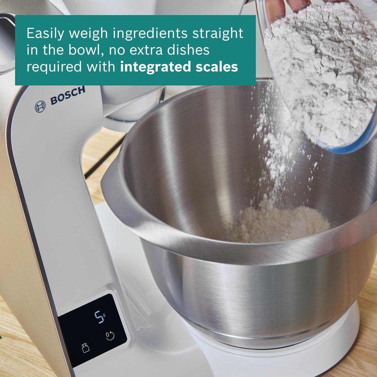 Bosch Series 4 MUM5 Stand Mixer with Integrated Scales 1000W - White | MUM5XW40G