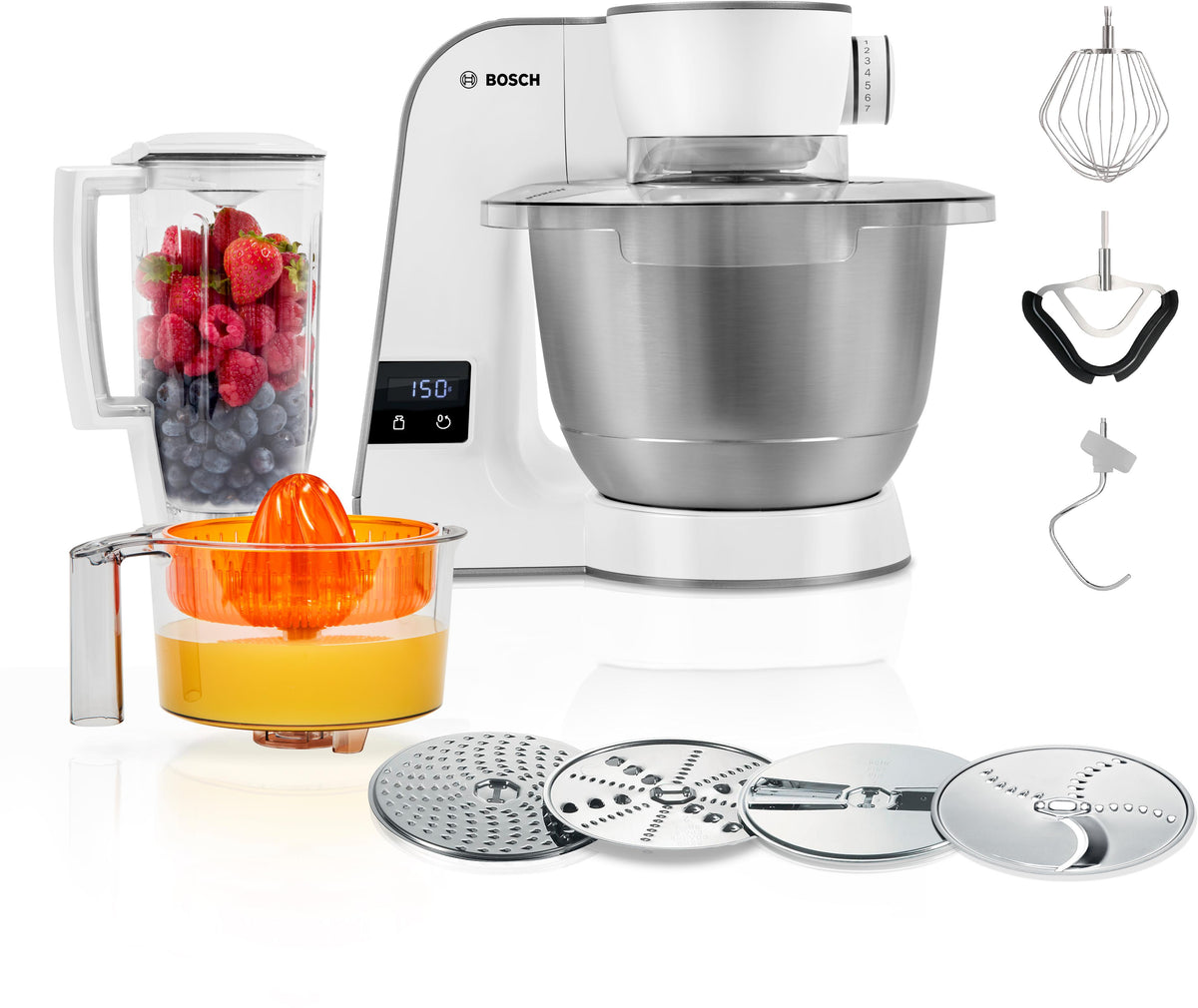 Bosch Series 4 MUM5 Stand Mixer with Integrated Scales 1000W - White | MUM5XW40G