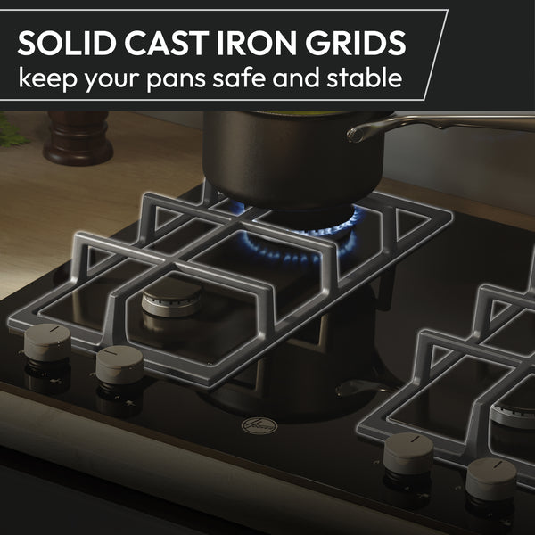 H-Hob 300 Gas Hob - Stainless Steel - 4 Burners | HHG6BRMX