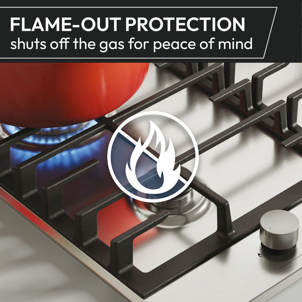 H-Hob 300 Gas Hob - Stainless Steel - 4 Burners | HHG6BRMX