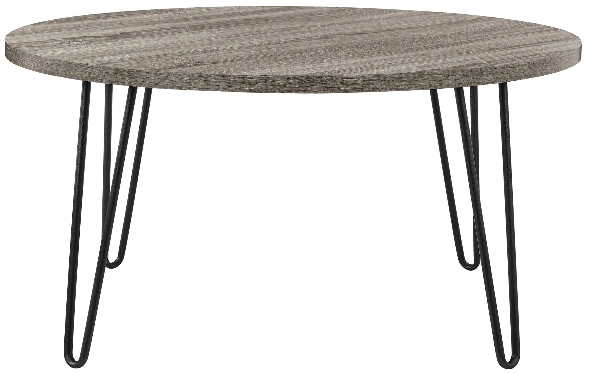 Owen Retro Round Coffee Table Distressed Gray Oak