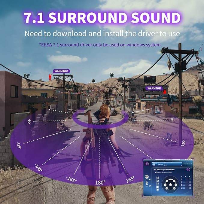 EKSA Air Joy Pro Purple 7.1 Surround Sound Gaming Headset