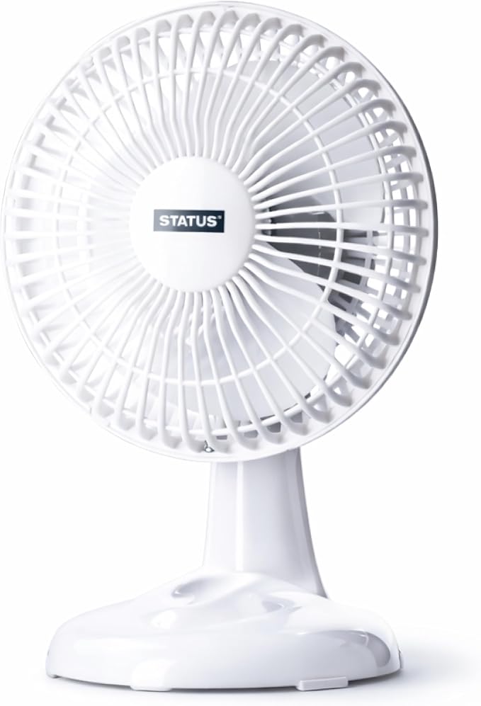 Status Desk Fan | 6 Inch Portable Fan | 2 Speed Adjustable Angle Fan | White | S6DESKFAN1PKB4