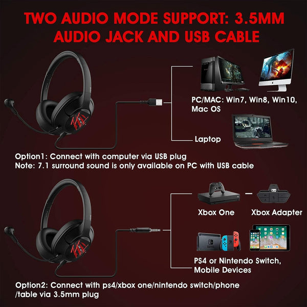 EKSA Air Joy Pro Red 7.1 Surround Sound Gaming Headset