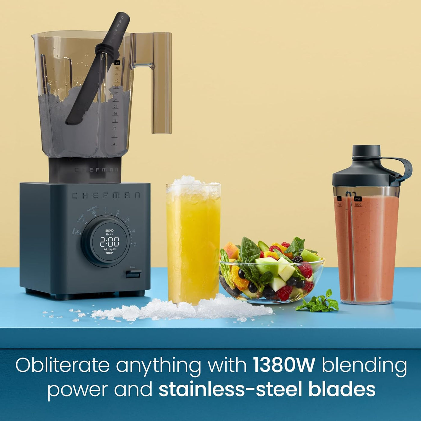 Chefman Obliterator 1380W 48oz Power Blender with Travel Jar