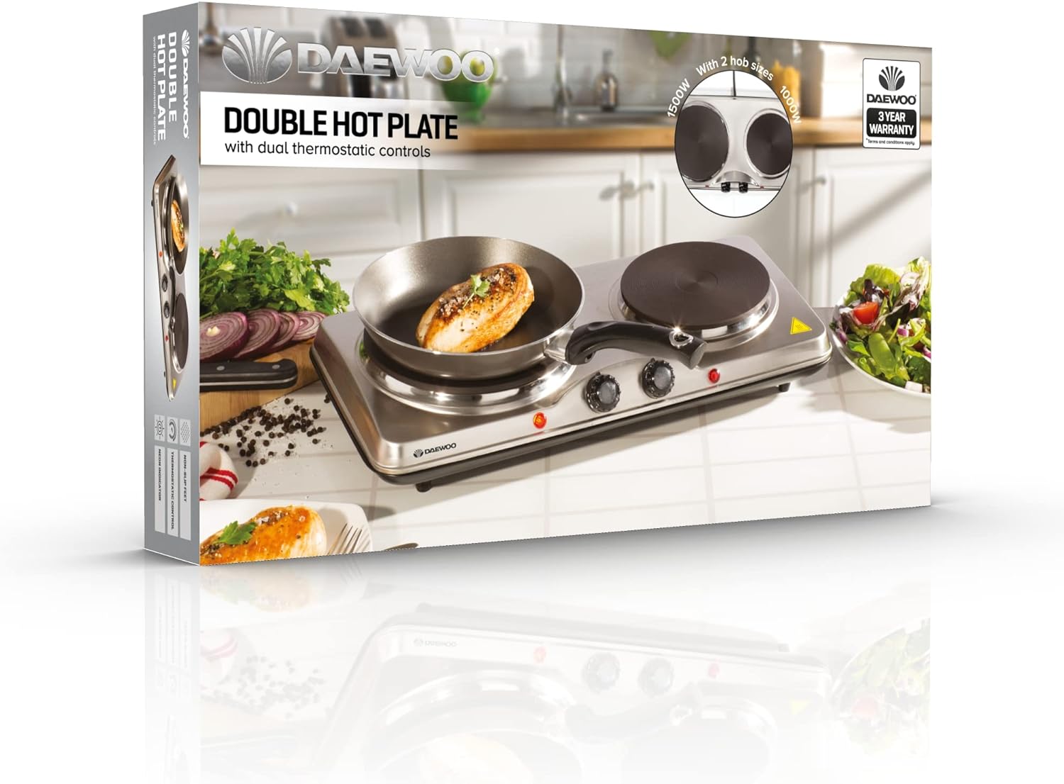 Daewoo SDA1732 Double Stainless Steel Hot Plate