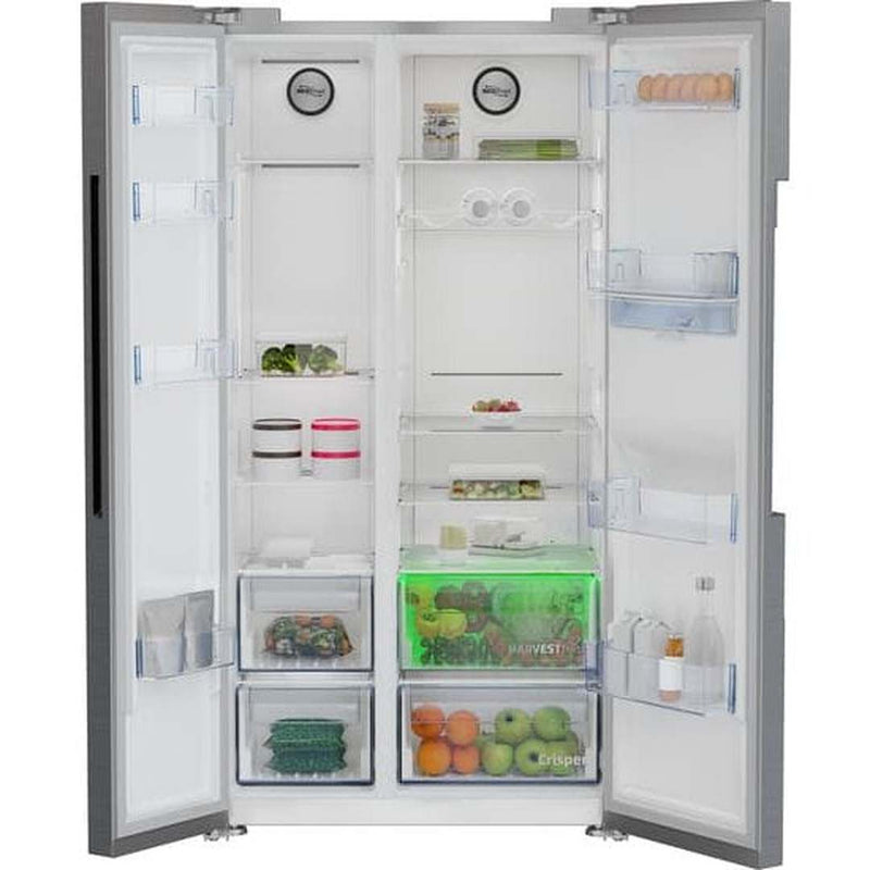 Beko Freestanding American Style Fridge Freezer with HarvestFresh™ Black Steel| ASD2442VPZ Beko Fridge Freezer Ben Sweeney Electrical Euronics