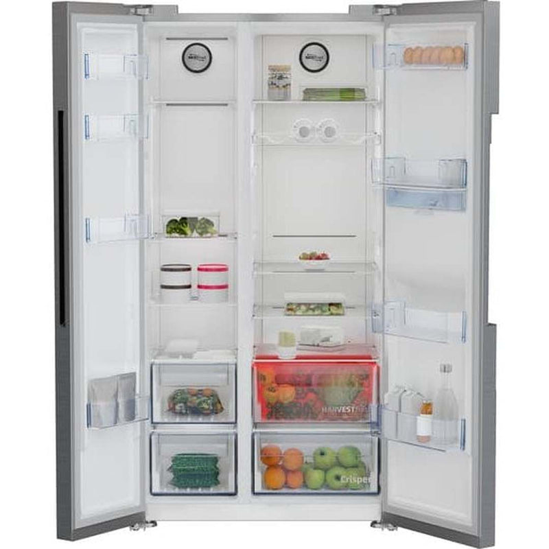 Beko Freestanding American Style Fridge Freezer with HarvestFresh™ Black Steel| ASD2442VPZ Beko Fridge Freezer Ben Sweeney Electrical Euronics