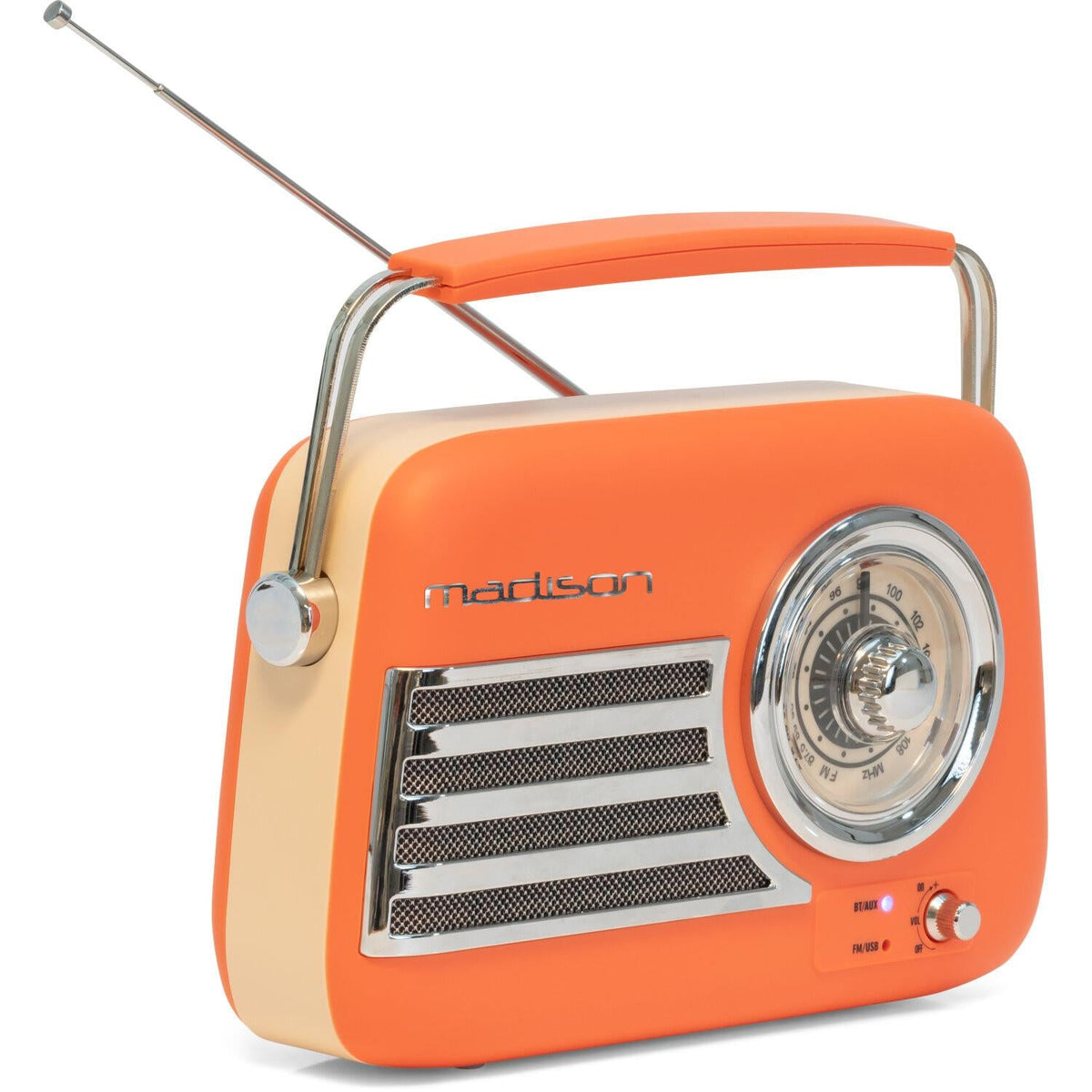Madison FREESOUND-VR40OR-MAT Portable Vintage Radio Bluetooth FM Orange