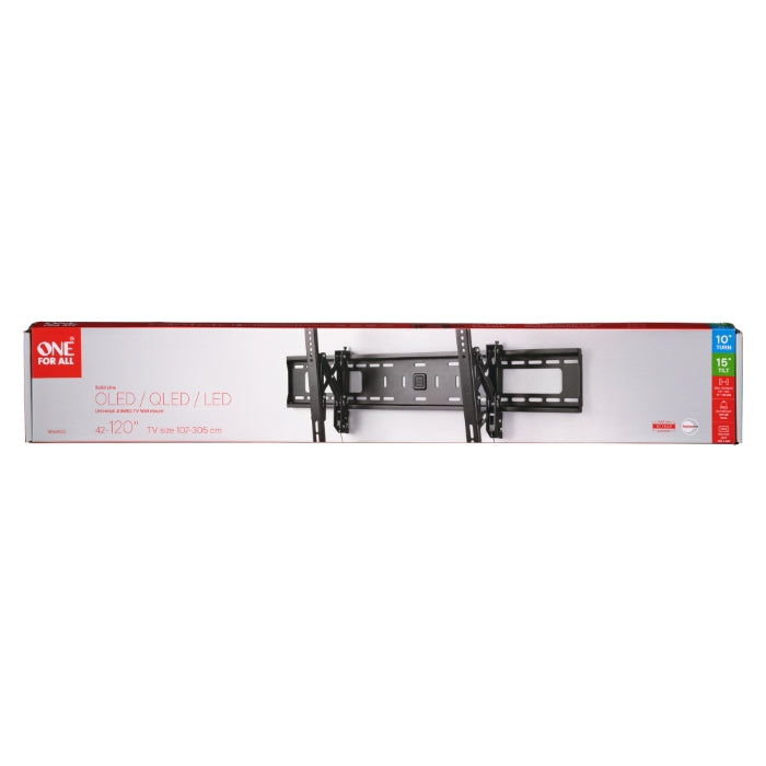 One For All Jumbo Wall Mount – 42-120" TVs, 75kg, Tilt 15°, Turn 10°