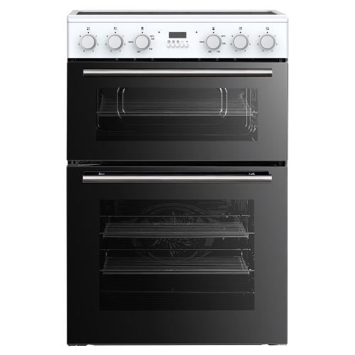 PowerPoint 60 cm Freestanding Double-Cavity Electric Cooker – White, Ceramic Hob