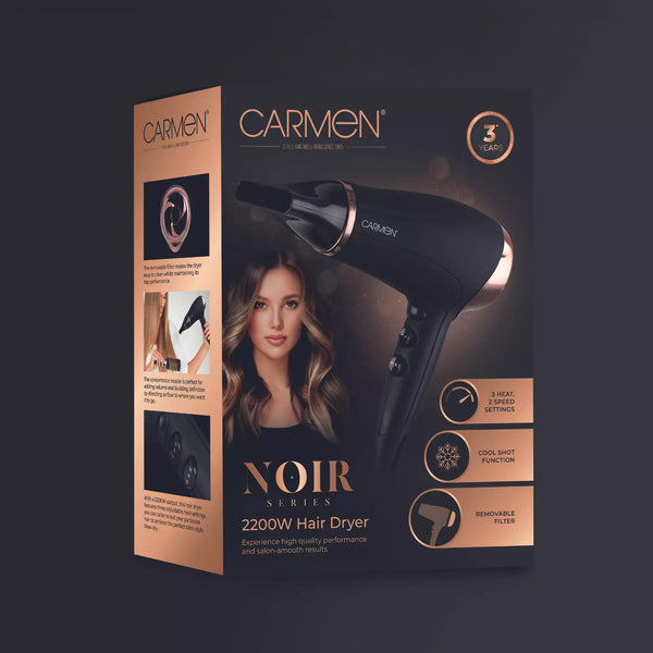 Carmen Noir 2200W Hair Dryer - Black | C80022COP