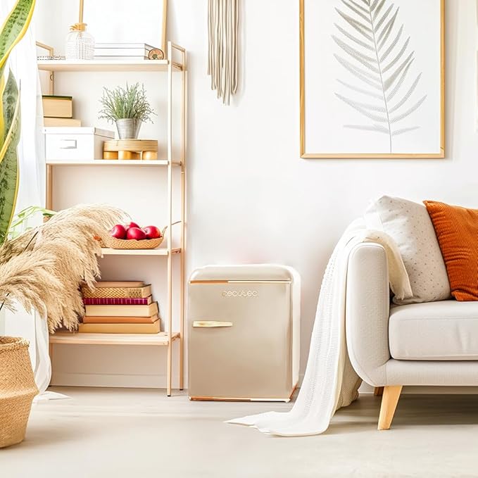 Cecotec Table Top Retro Fridge with Chiller Box  Gold Cream  | 02129