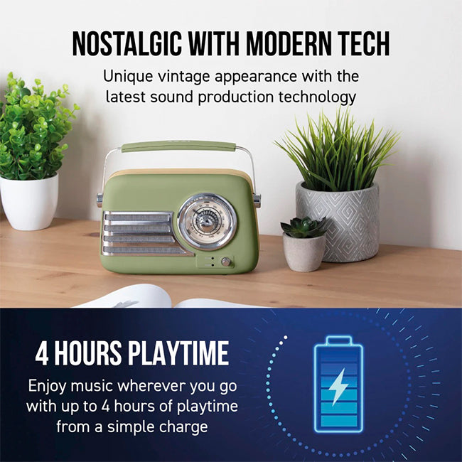 Itek I60028SAG Vintage Bluetooth Radio Portable Vintage