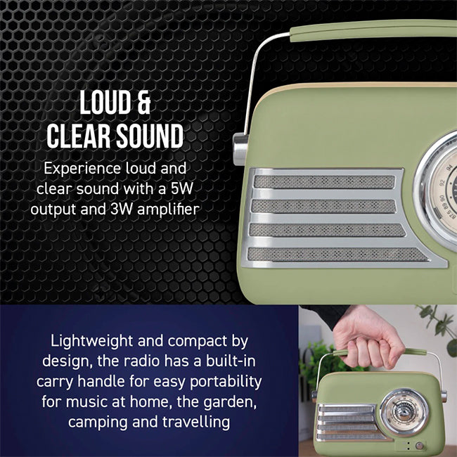 Itek I60028SAG Vintage Bluetooth Radio Portable Vintage