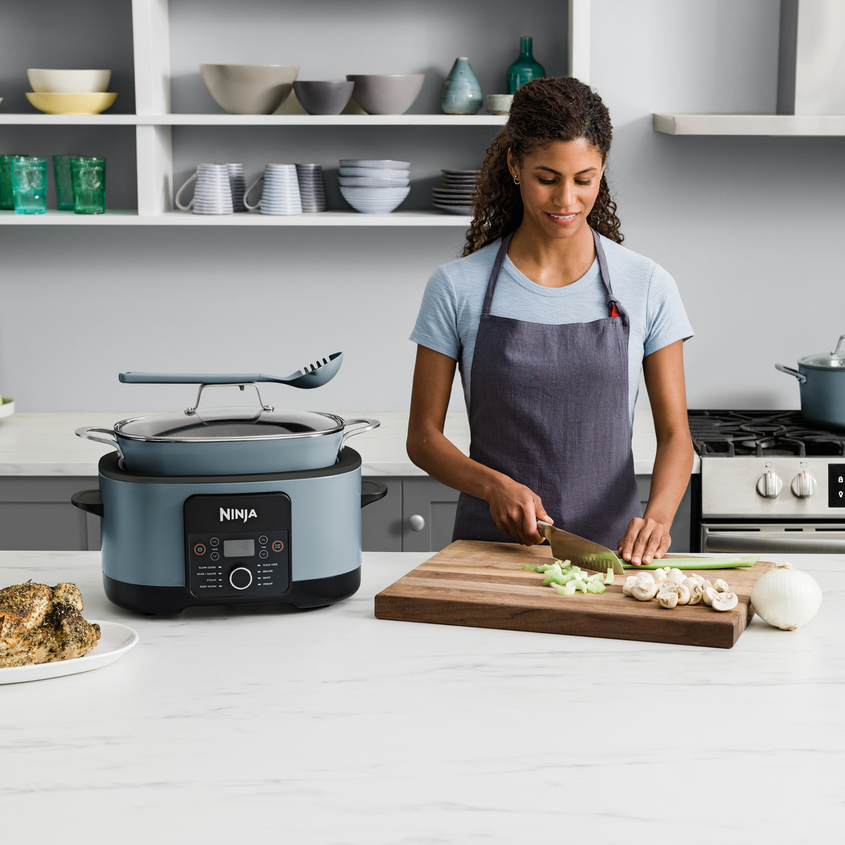 Ninja Foodi PossibleCooker 8-in-1 Multi Cooker 8L Sea Salt Grey | MC1001UK