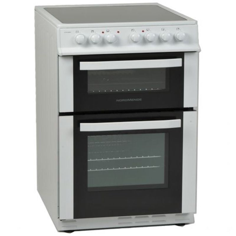 NordMende 60 cm Twin-Cavity Electric Fan Cooker with Ceramic Hob – White