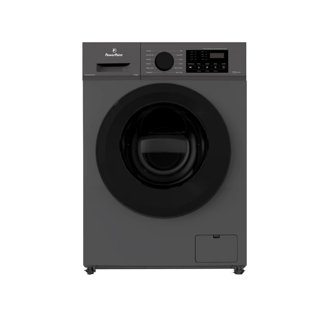 PowerPoint 6 kg Front-Load Washing Machine – 1,000 rpm, Inox (Stainless Steel), Inverter Motor