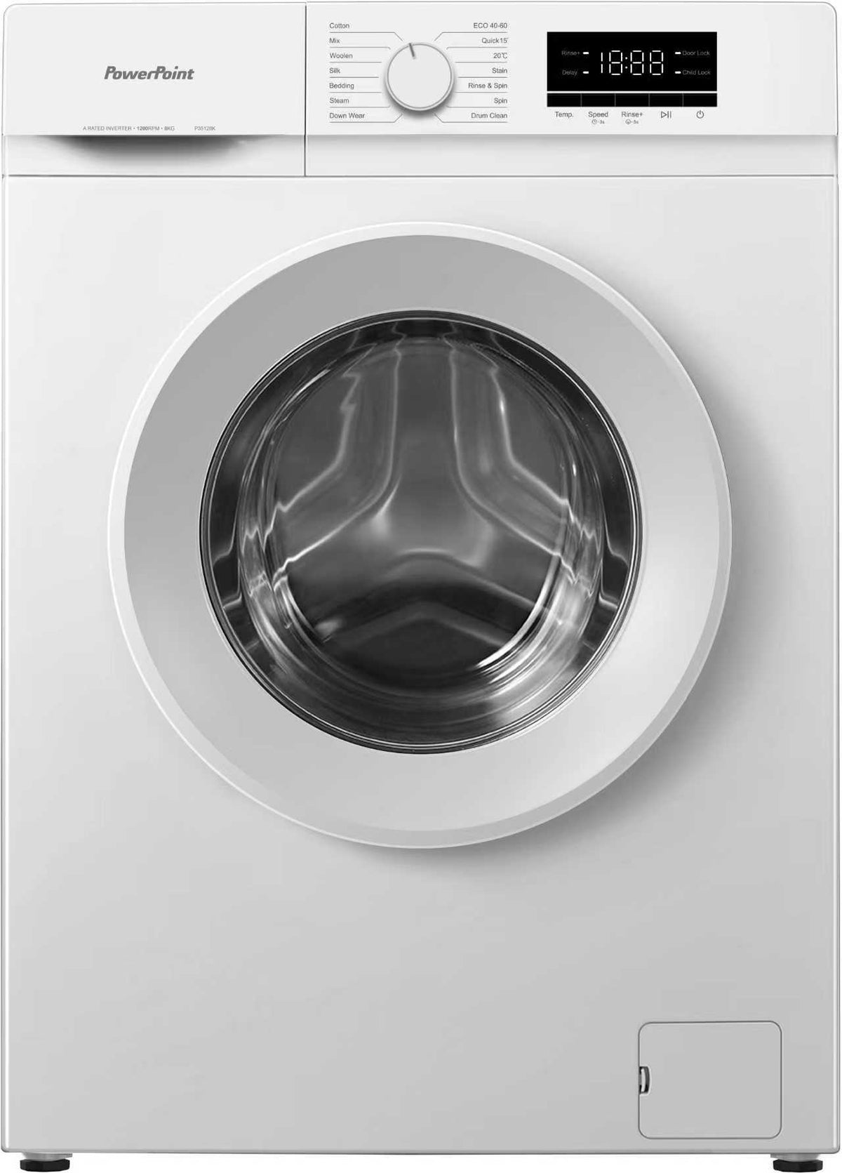 PowerPoint P35128K 8kg 1200rpm Freestanding Washing Machine – White