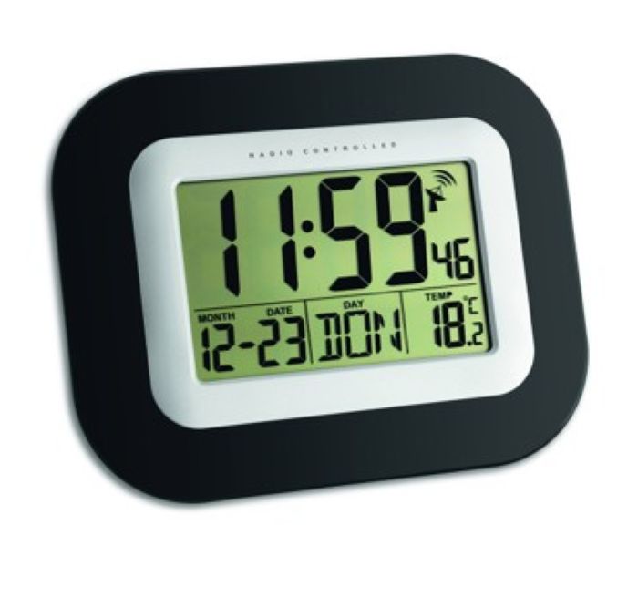 Digital Radio-Controlled Clock Black/Sliver