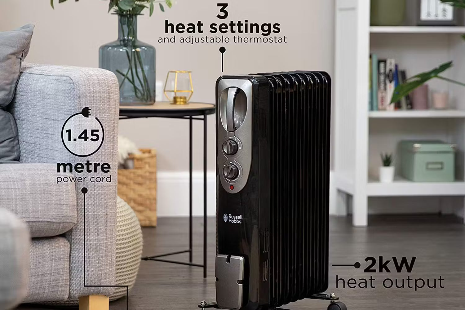 Russell Hobbs 9 Fin Oil Filled Radiator | RHOFR5002B