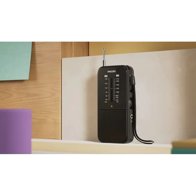 Philips FM Clock Radio with Battery Backup - Black