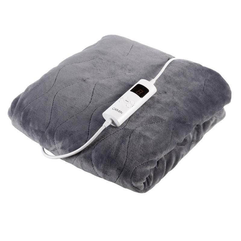 Carmen C81148 Fleece Luxury Electric Heated Throw and Over Blanket | Grey