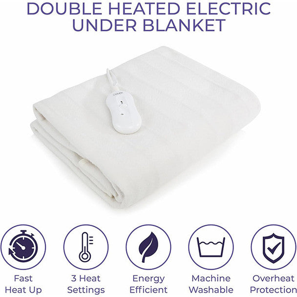 Carmen C81193 Double Heated Under Blanket with Overheat Protection - White