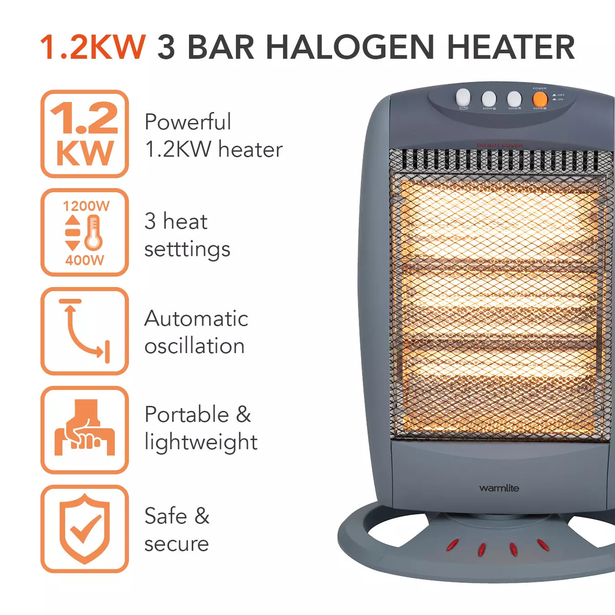 Warmlite 1200W Halogen Heater | WL42005